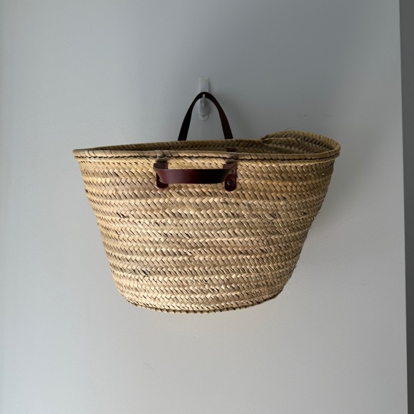 Ibiza Handbags - Tan and Brown Woven Straw Tote Bag with Leather Detail from Ibiza